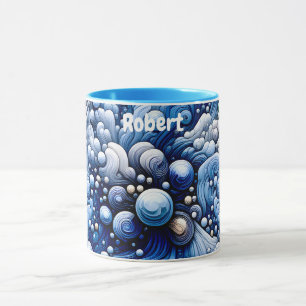 Caneca ROBERT ~ Zany Bubbles 3D ~ Blues ~