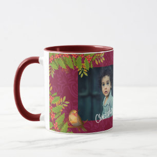 Caneca Robin Birds Holly Berry Photo Wine