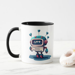 Caneca Robô Eu Gosto De Seu Texto, Corações, Divertido, A