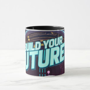 Caneca Robô Futurista e Crianças Astronautas