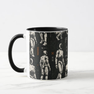 Caneca Robô Humanoide Futurista Arte de Ficção Científi