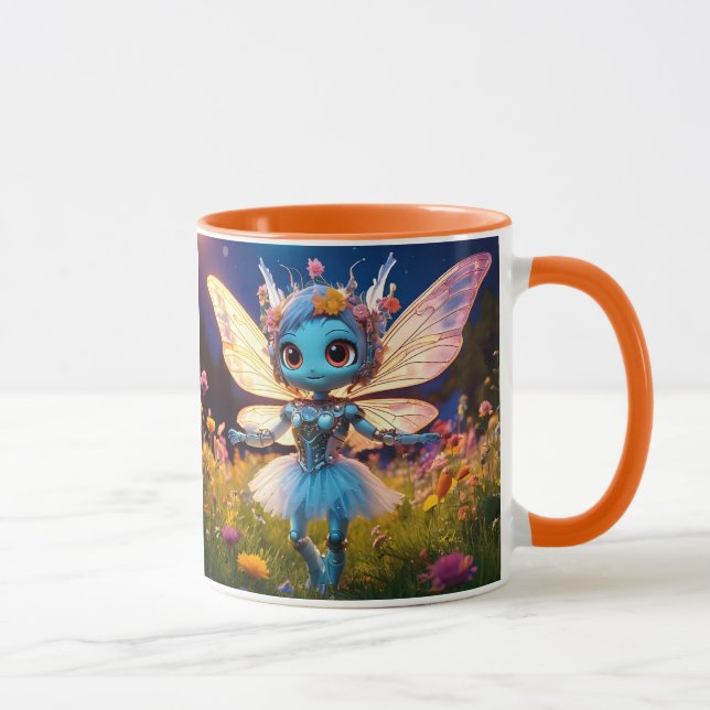 Caneca Robô Pixie Bailarina Dançando nos Flores Silvestre (Direita)