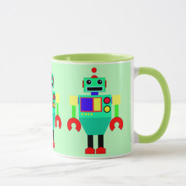 CANECA ROBÔ VERDE, VERMELHO E AMARELO