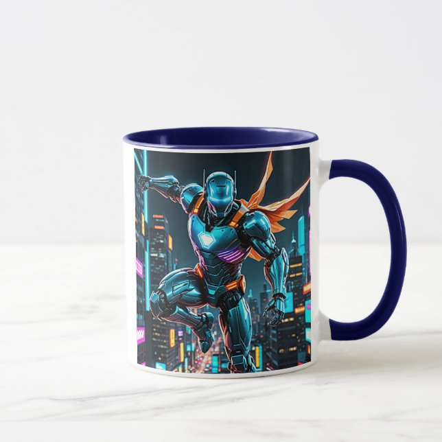 Caneca Robot super-héros high-tech avec armure futuriste. (Direita)