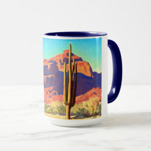 Caneca Rochas Vermelhas e Cactus por Maynard Dixon
