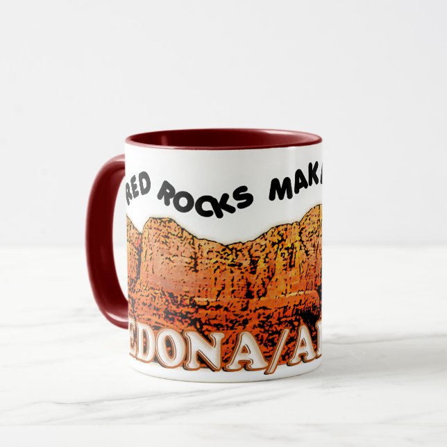 Caneca Rochas vermelhas me fazem feliz Mug (Frente Esquerda)