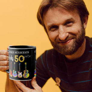 Caneca Rock and Roll 50th Birthday Guitars