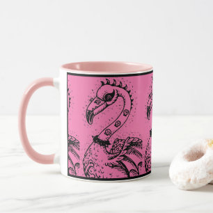 CANECA ROCKER PUNK GOTH FLAMINGO, CRÂNIOS, CABELO PONTIAG