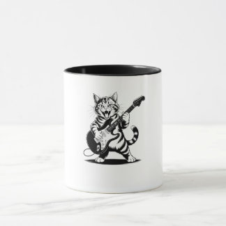 Caneca Rockstar Cat Guitar Solo – Funny Music Lover Gift