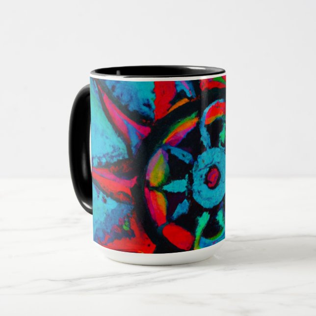 Caneca Roda Vermelha e Azul (Frente Esquerda)