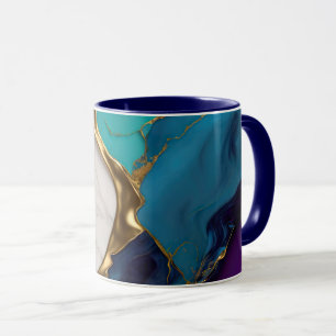 Caneca Rojal Turquesa & Mármore de Ámbar com Veias Dourad