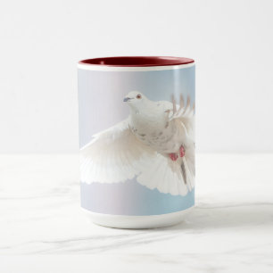 Caneca Rola Branca Fofa Pombo Símbolo de Amor & Paz Passa