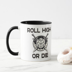 Caneca Rolar alto ou morrer 20 lados Dice