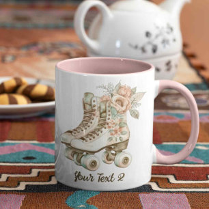 Caneca Roller Skate Floral Watercolor Vintage Gift Mug
