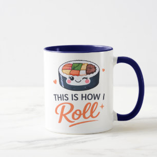 Caneca Rolo de Arroz Amante de Comida Coreana Kimbap Fofo