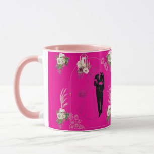 Caneca Romance em flor rosa quente