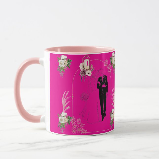 Caneca Romance em flor rosa quente (Esquerda)