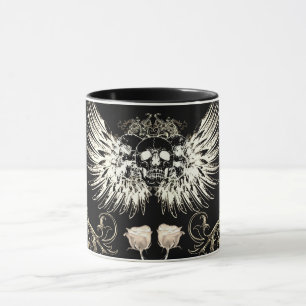 Caneca Romance Gótico Vitoriano Caveira Asas & Rosas Bran