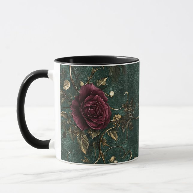Caneca Romance & rosas elegantes vintage. (Esquerda)