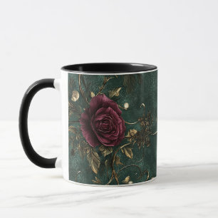 Caneca Romance & rosas vintage elegantes.