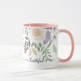 Caneca Romanos 12:12 Bíblia Verso Cor de Água Rosa Floral
