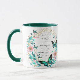 Caneca Romanos 8:28 Flores e borboletas