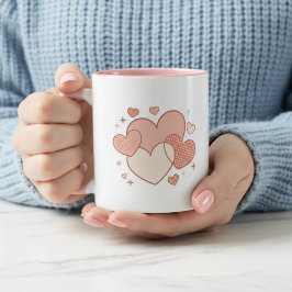 Caneca Romantic Coffee Cup with Hearts Gift 