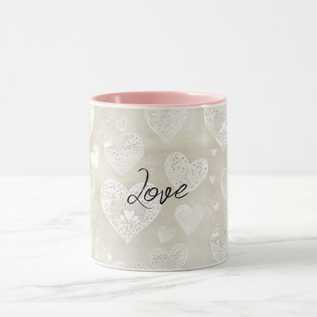 Caneca Romantic Cream Hearts (Centro)