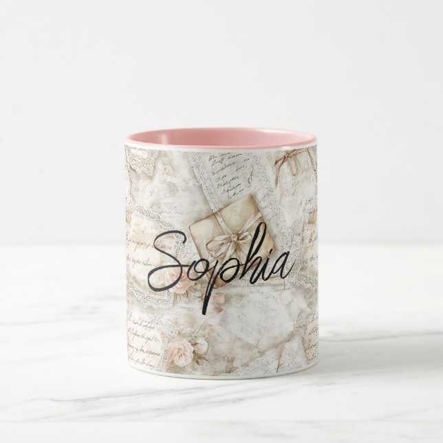 Caneca Romantic Peach Floral Letters (Centro)