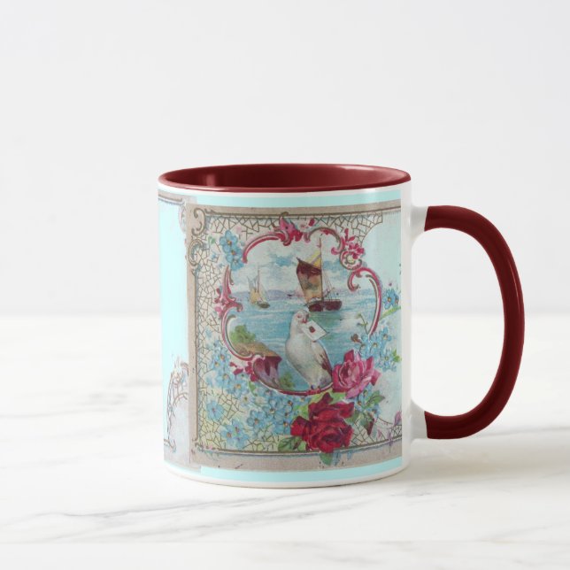 CANECA ROMANTICA, TEOR DE ROSAS FLORÍVEIS DE PINCO AZUL C (Direita)
