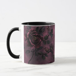 Caneca Românticas Rosas Elegantes & Vintage Escuro