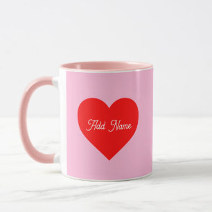 Caneca Romântico Vermelho Pastel Rosa Personalizado
