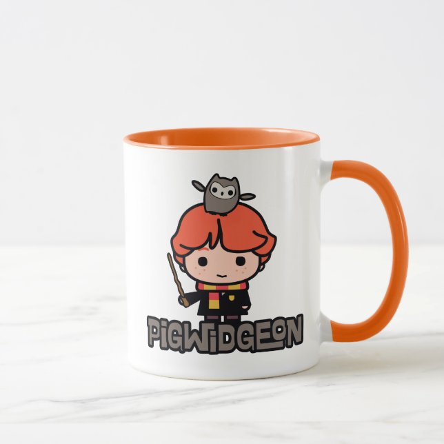 Caneca Ron Weasley e Pigwidgeon em desenho animado (Direita)
