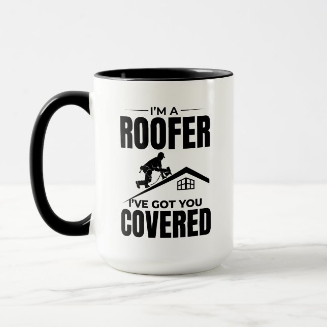 Caneca Roofer - Eu tenho você coberto de Design de telhad (Esquerda)