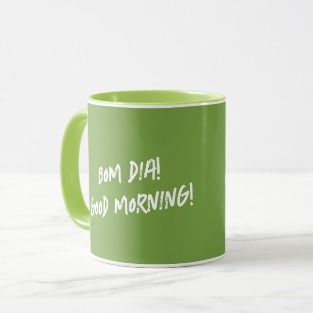 Caneca Rooster Português Bom dia - citação do Bom dia (Frente Esquerda)