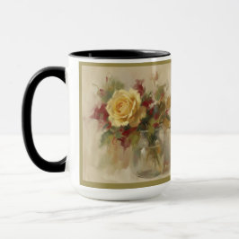 Caneca "Rosa Amarela Única em Vaso de Vidro"