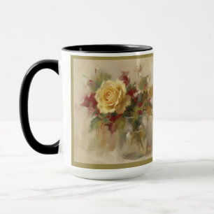 Caneca "Rosa Amarela Única em Vaso de Vidro"