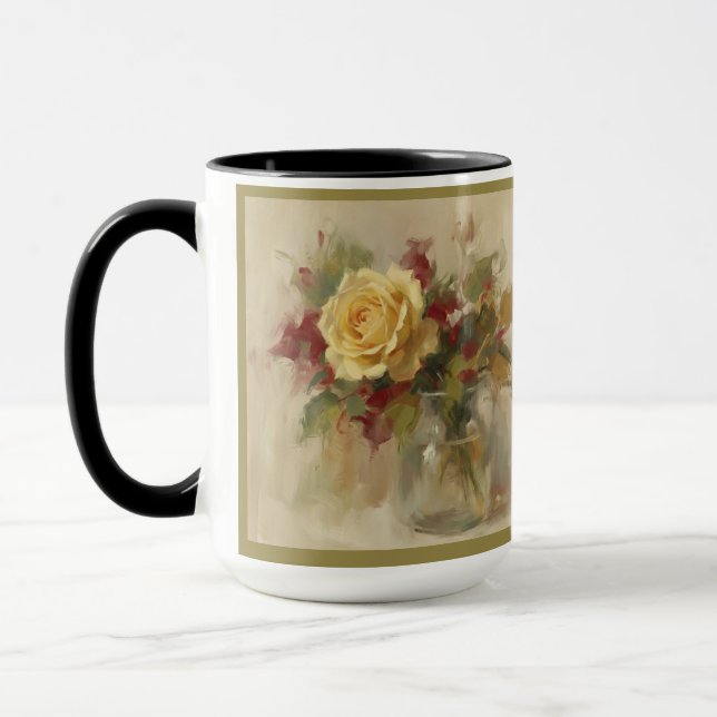 Caneca "Rosa Amarela Única em Vaso de Vidro" (Esquerda)