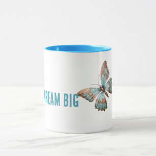 Caneca Rosa Azul Aqua Ouro Enferrujado Borboleta Sonho