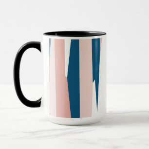 Caneca Rosa Azul e Branco Abstrato