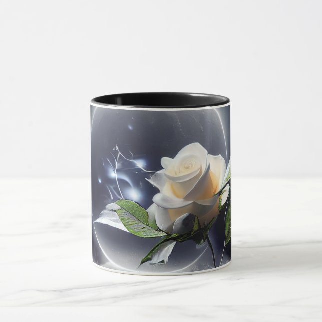 Caneca Rosa branca_Mug de arte digital (Centro)