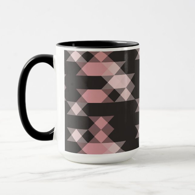 Caneca rosa branco e cinza geométrico (Esquerda)
