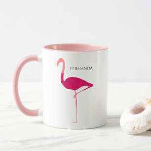 Caneca Rosa brilhante chique flamingo personalizado da