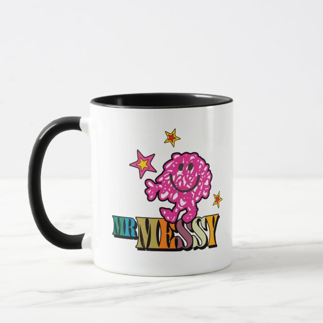 Caneca Rosa Brilhante Sr. Messy | Estrelas Espumantes (Esquerda)