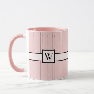 Caneca Rosa com Pinstripes Negra