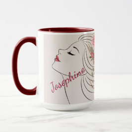 Caneca Rosa Cor-de-Rosa Personalizada Floral Cabelo Mulhe
