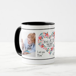 Caneca Rosa da mamã de 2 mundos da foto grinalda floral