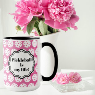 Caneca Rosa De Cravo Personalizado E Pickleball Branco