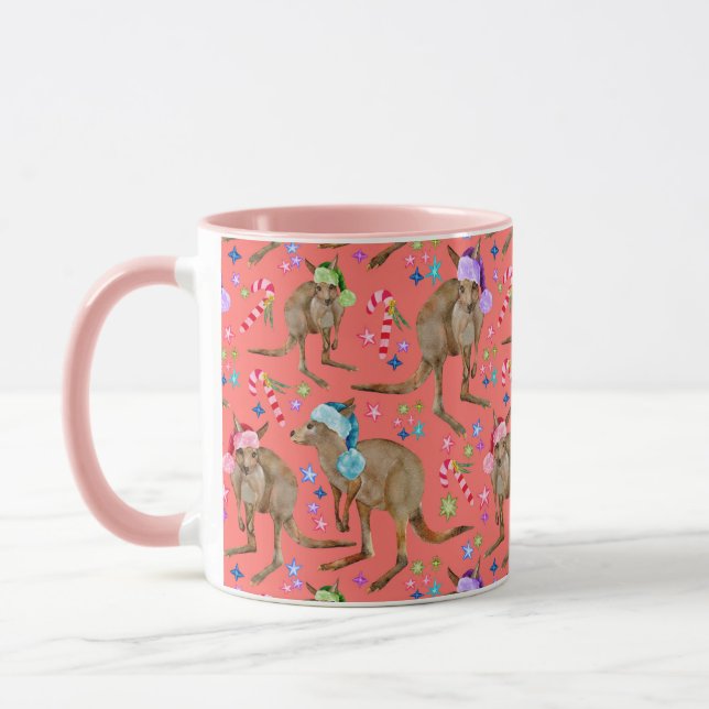 Caneca Rosa de Natal do canguru australiano (Esquerda)