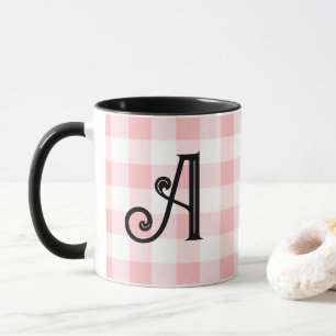 Caneca Rosa Divertido e Pinto Preto Monograma Personaliza